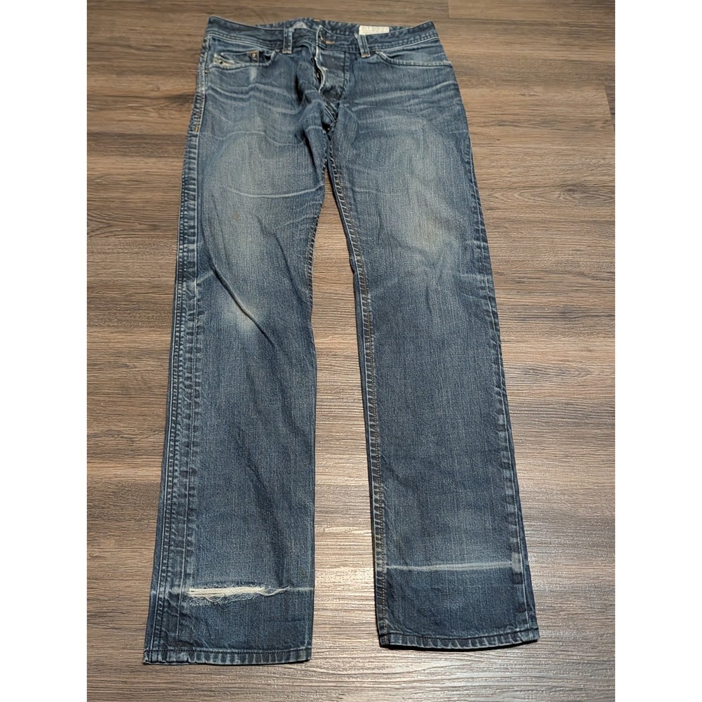 Diesel Darron Regular Slim Tapered Jeans Blue Distressed Mens 31x32